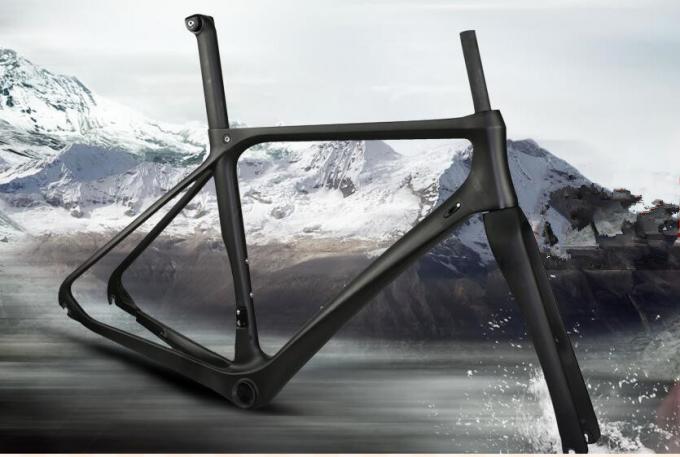 Đèn nhẹ 700c Full Carbon Fiber Đường xe đạp khung của đường xe đạp khung 9qr / Thru-axle 1000g / 52 kích thước phanh đĩa 0