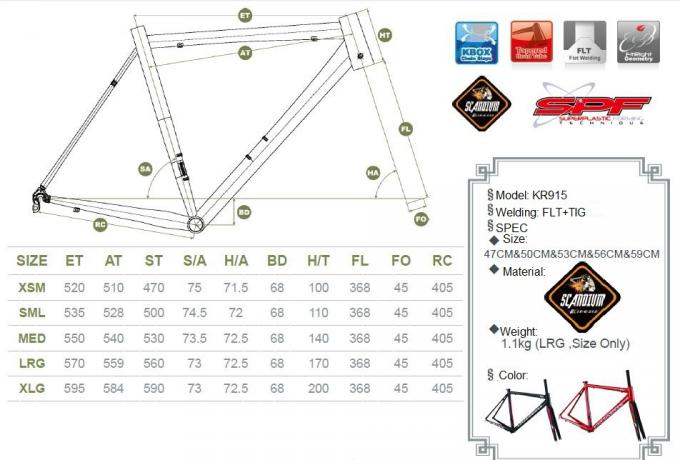 Scandium Aluminium Bike Frame Aero Road Racing Frame Ranh nhẹ Tất cả các kích thước OEM 11