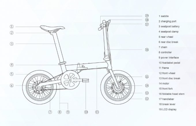 CE 16 "Xe đạp gấp điện / Xe đạp 200-250w pin Lithium không chải 0