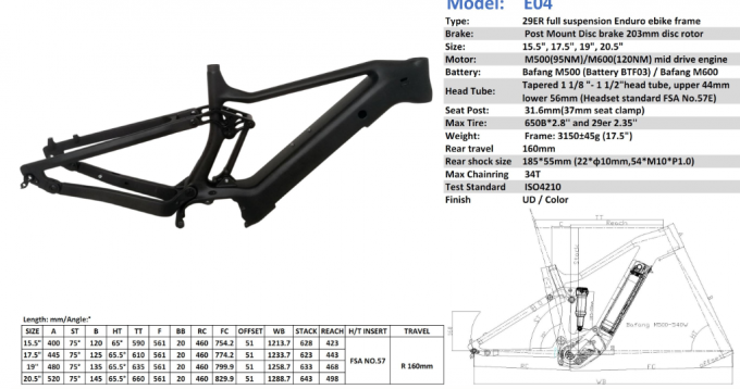27.5+ 29 Boost Enduro Phân khúc đầy đủ E Bike Frame Phân khúc đầy đủ Carbon Electric Bike Frame 7