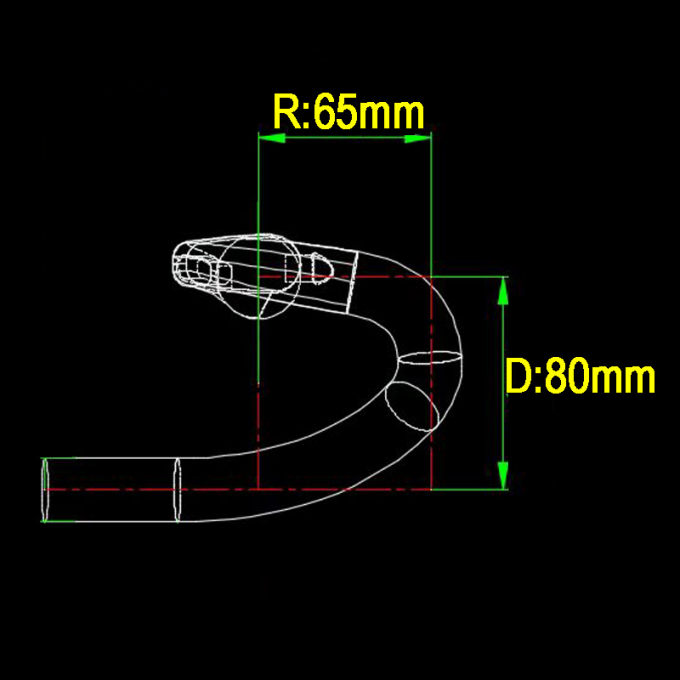 31.8mm Carbon Fiber Road Handlebar 80MM/65MM Drop/Reach Flared Bar Ends Đen 8