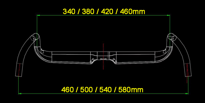 31.8mm Carbon Fiber Road Handlebar 80MM/65MM Drop/Reach Flared Bar Ends Đen 9